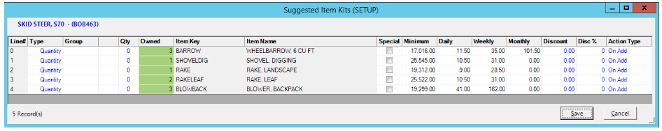 Suggested Items Package 11
