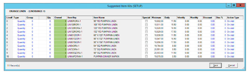 Useing Suggested Item Package 12