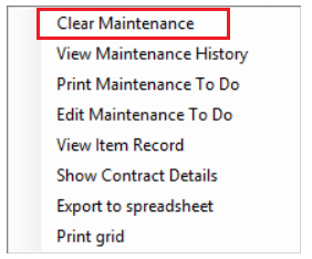 Item Maintenance Due 1