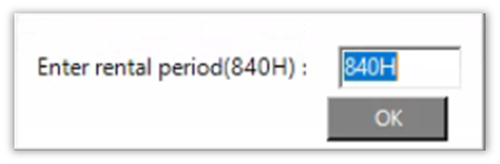 Screen where the rental period is entered.